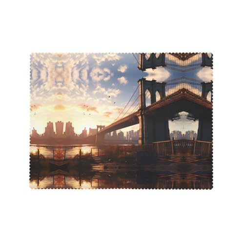 Nappe carrée Brooklyn Bridge en polyester lavable pour table rectangulaire - 8