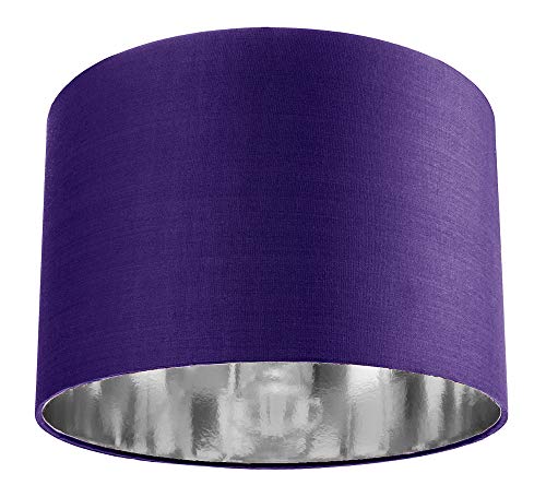 Pantalla contemporánea de 12"en algodón morado/lámpara colgante con interior plateado brillante por...