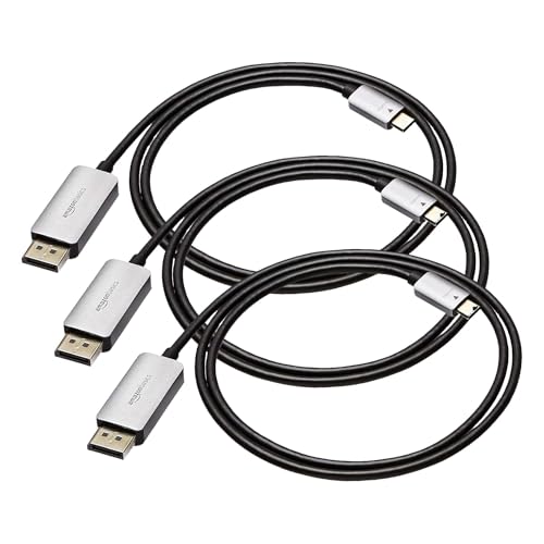 Image of Amazon Basics Aluminum Uni-Directional USB-C (Source) to DisplayPort (Display) Cable - 3-Foot (Pack of 3)