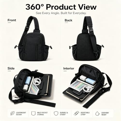 Noelen Gad Crossbody Sling Backpack for Women, USB Port, Water Resistant — view 2