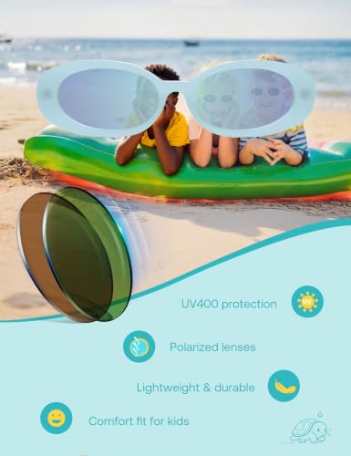 Image of SOJOS Ocean Collection Retro Oval Polarized Sunglasses Kids SUNLIGHT S