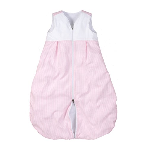 wellyou saco de dormir para niños, forrado con paño grueso y suave, a cuadros Vichy rosa-blanco, para niñas y niños. Tallas 56-158 (92-122)