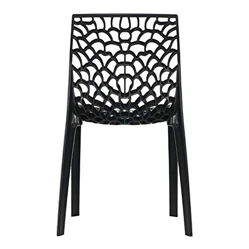 Image of Supreme Web Plastic Chair |Armless Chair for Home, Dining Room Set, Cafe & Outdoor Use |with Weight Bearing Upto 220kgs(Color: Black; Pack of 1)