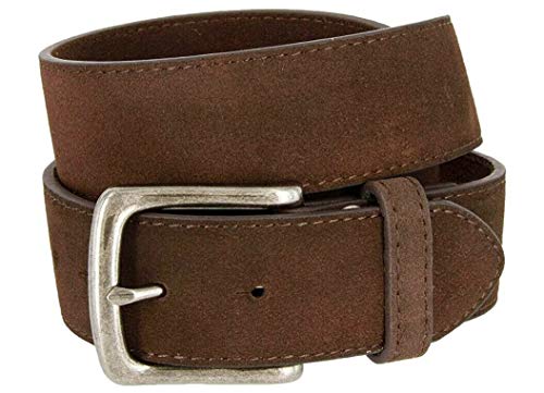 Image of Men's Belt Rounded Edge Heel Bar Buckle Casual Jean Suede Leather Belt 1 1 /2 inch Wide