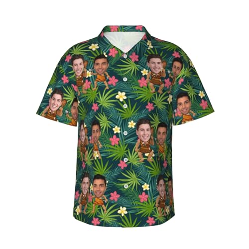 Camisa Hawaiana Foto de Cara Personalizada Hombres Camisa de Manga Corta Camisa de Frutas Florales de Verano Camisa Hawaiana Camisa Hawaiana de Playa Casual Camisa con Estampado Tropical