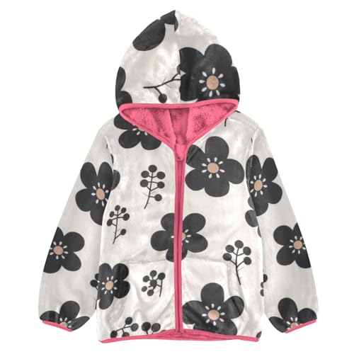 GuoChe Black Flowers Boys Sherpa Jacket