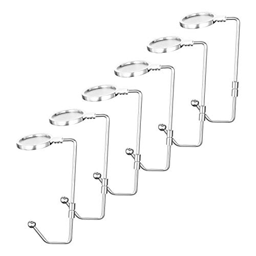 Oyydecor Rotatable Christmas Stocking Holders Mantel Hooks Hanger Christmas Stocking Clips Safety Grip for Christmas Party Decoration (Silver, 6 Pack)