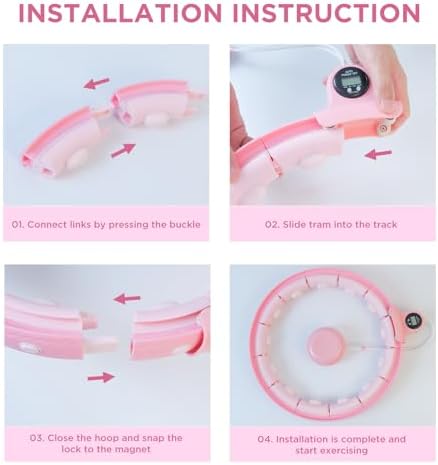 Humixx Infinity Hoop for Adult Weight Loss, 2 in 1 Smart Fitness Workout Hula Hoop Weighted with 14 Detachable Knots, Exercise Fit Hoop Suitable for Women and Kids, Pink 7 41NcWJZOWCL. AC