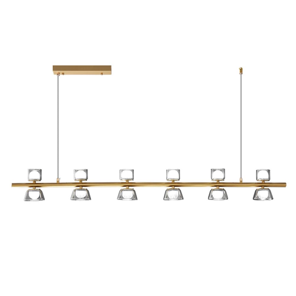 Lustre de luxe long en verre LED pour illuminer vos moments en famille