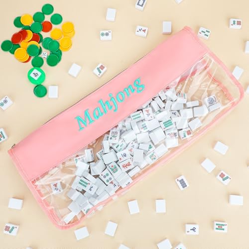 Bolsa para Fichas de Mahjong Americana con Cierre Rosa miniatura 4