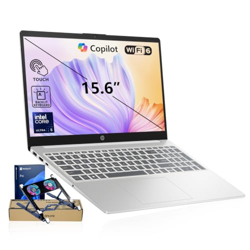 Image of HP 15.6 inch FHD Touchscreen Laptop Ultra 5 125H(>i7-1255U),32GB DDR5 1TB SSD | Backlit Keyboard&Numeric Keypad, Camera Shutter, Wifi 6, Windows 11 Pro for Business & Professional, Bundle Pconline Cooler