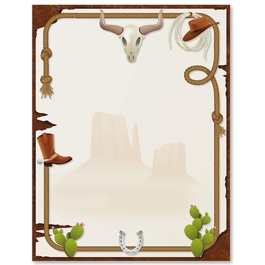 PaperDirect Vintage Western Town Border Papers, 8.5" x 11" Cowboy-Themed Stationery for Invitations, Flyers, Letters, Scrapbooks, and School or