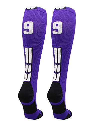 MadSportsStuff Purple Player ID Custom Number Over the Calf Socks for Softball Baseball Football Boys and Girls