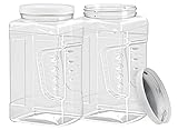 ljdeals 1 Gallon Clear Plastic Storage Containers Jars with Lids, Pack of 2, Easy Grip Handles, BPA Free, FDA Approved, Food Safe, Made in USA
