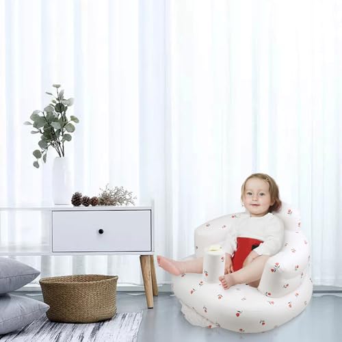 Inflatable Baby Chair, Inflatable Baby Seat for Babies, Built-in Inflatable Pump, Toddler Sitting Chair, Baby Floor Seat, Suitable for Babies 3 Months - 36 Months (Tulip Pattern)