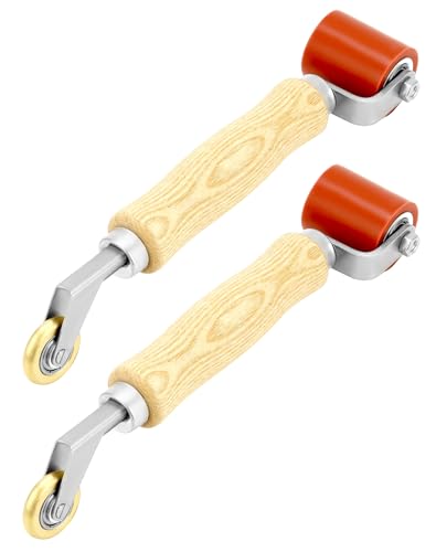 QWORK Seam Roller 2 Pcs 40mm Silicone Seam Roller with 6mm Brass Detail Penny Roller Smoothing Seam Roller Tool for PVC/TPO/EPDM Single Ply Roofing Tape