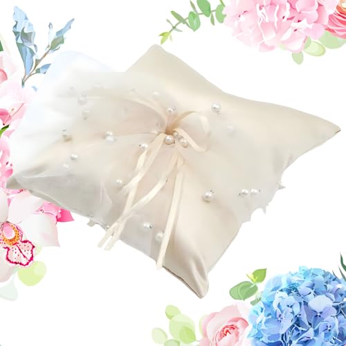 Vulevirtue Almohada de Anillos para Boda y Compromiso - Cojín de Joyería (15 x 15 cm)