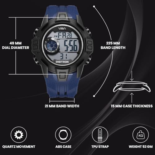 Image of V2A Digitron 2117 Sports Watch for Men & Boys | Alarm, Stopwatch, 12 /24H | 3 ATM Water Resistant | Luminous Display | Gifts for Men & Boys