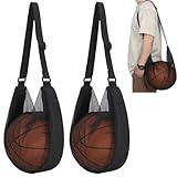 Rosqmor 2 Piezas Red Balones Mochila Baloncesto, Negro Bolsa De Red para Balone para Fútbol Tenis, Mochila De Entrenamiento Bolso Bandolera Ajustable