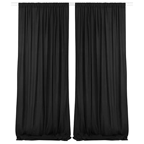 SHERWAY 9.5 Feet x 10 Feet Silky Soft Black Backdrop Drapes, Polyester Window Curtains for Wedding Party Ceremony Stage Decoration (20% Transparency) Cover
