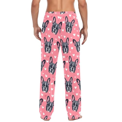 Cute French Bulldog Men's Pajamas Pants Cotton Sleep Bottoms Pants Lounge Sleepwear - S3