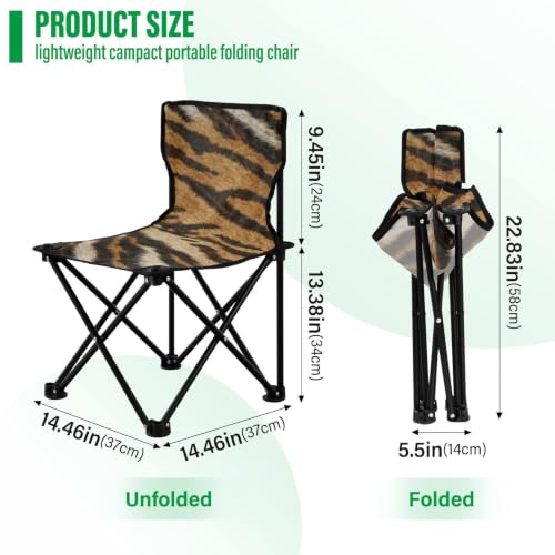 Chaise de camping pliable panthère marron avec sac de transport