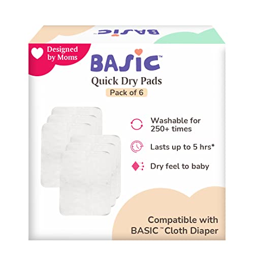 superbottoms BASIC Pads combo for Babies (Dry feel pad (Pack of 6)) | Insets for cloth diapers for Babies| Soakers for pocket diapers | Prefold style - Quick drying, 1 count