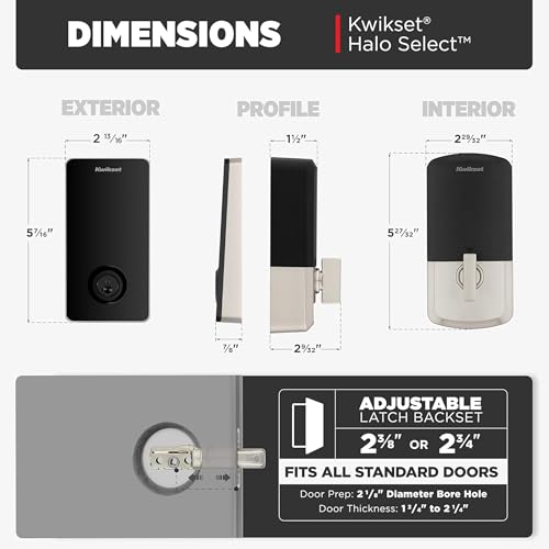 Image of Kwikset Halo Select Smart Lock Keyless Entry Door Lock Wi-Fi and Matter Enabled Deadbolt No Hub Needed, Geofence Auto-Unlock, Grade AAA Certified, Easy Install, Satin Nickel Lifetime Finish Warranty