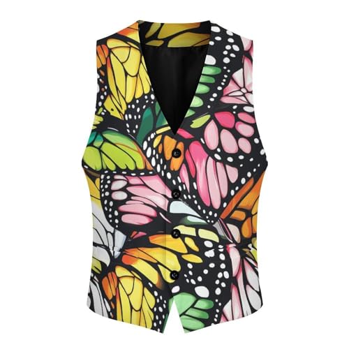 Butterfly Men's Suit Vests Dress Vest V-Neck Waistcoat Slim Business Formal with Pocket4