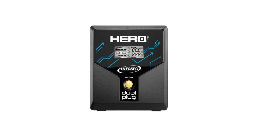 Onduleur Hero Pro Dual Plug 1200 - Infosec - UPS Poêle, PC, écran, TV, 2 Prise FR/Schuko 2 Prises IEC, ASI 1200VA/700W