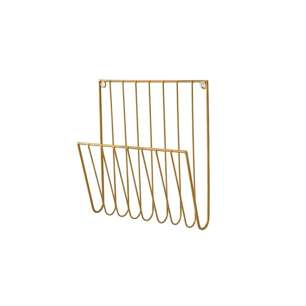 J9V4G6S3B5 Desktop File Rack Magazine Rack Wall Mounted File Holder Iron Mail Organizer Newspaper for Letters Folders(Gold)