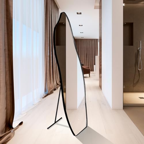 Espelho Decorativo Orgânico Flame 150x50 Com Suporte De Chão Para Sala Quarto Ou Closet (Café)