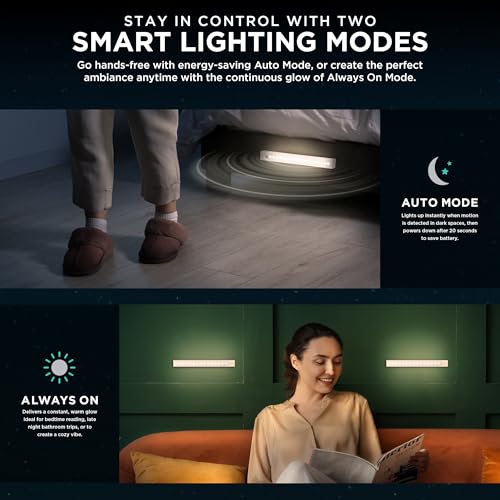 Image of iHome Rechargeable Auto Sensing Light Bars, Motion Sensor, Dimmable, Auto /Always-On Modes, Easy Installation (4-Pack 8 inch LED Light Bar)
