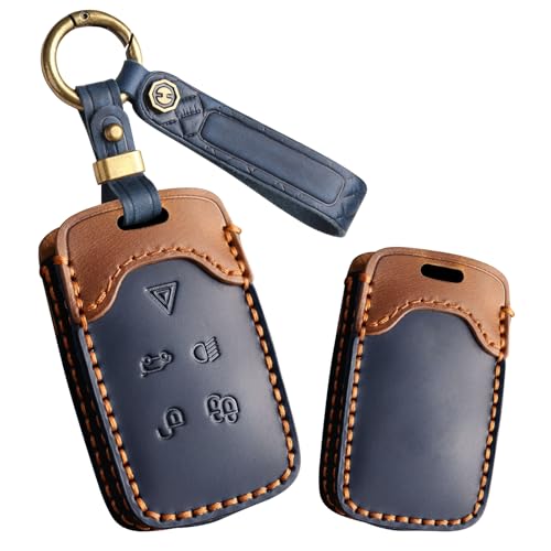 Coque de clé Land Rover Defender protection clé en cuir bleu au quotidien