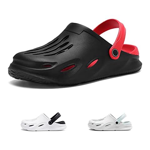 Mens Clogs Lightweight Garden Shoes Sandals Non Slip Breathable Summer Slippers for Men Black Size UK 8 Lable Size 43 Cover