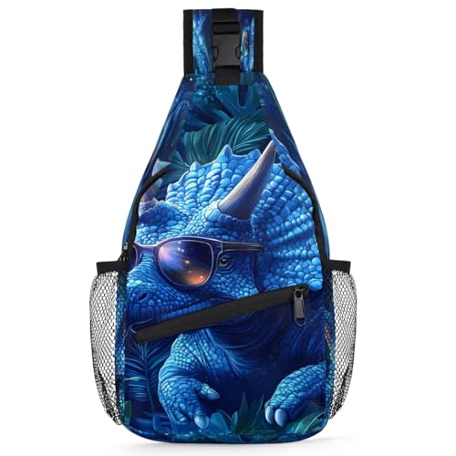Bolso sling unisex con diseño dinosaurio para viaje y senderismo