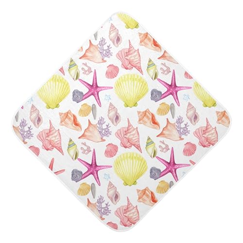 Kigai Baby Hooded Towel Absorbent Baby Bath Shower Towel with Hood for Newborn Boys Girls Babies Infant Toddler (Colorful Seashells 35 x 35 in)