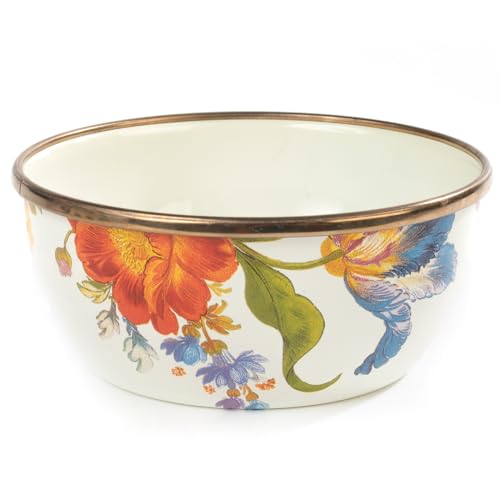MACKENZIE-CHILDS-Enamel-Pinch-Bowl-Small-Bowl-for-Kitchen-Ingredients-15-Cup-Capacity-White-Flower-Market MACKENZIE CHILDS Enamel Pinch Bowl Small Bowl for Kitchen Ingredients 15 Cup Capacity White Flower Market