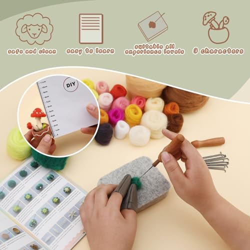 Yizzvb 6877 Needle Felting Kit, 9 Pcs Succulent Needle Felting Beginner Kits, Wool Felting Kit Including Wool Roving thumb #2