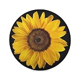 Qilmy Sunflower Round Placemats Washable Circle Placemats Non-Slip Heat-Resistant Table Place Mats f