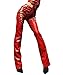 xxxiticat Women's Lace Up PU Leather Pants Chic High Waist Hollow Out Drawstring Bandage Cut Out Faux Leather Trousers(RE,S) Red