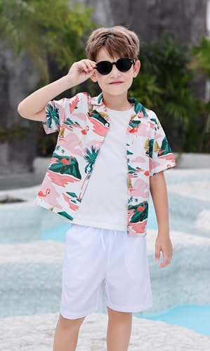 Image of Cromoncent Matching Hawaiian Outfits for Family, Dad and Son Matching Luau Beach Tropical Shirts Mommy Daughter Tropical Sets