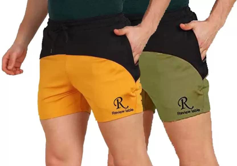 REVIEW LABLE Men Boxer Shorts (XXL, Yellow & Green)
