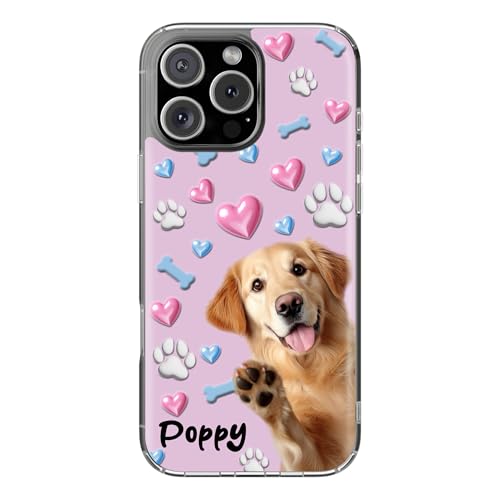 LEPIFLY Custom Dog Portrait Clear Phone Case – Personalized Cute Pet Design Transparent Cover for Animal Lovers, Gift for Dog Cat Mom Dad, Compatible with iPhone