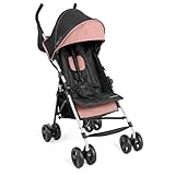 Summer by Ingenuity 3D Mini Convenience Stroller – Lightweight Stroller, Compact Fold, Multi-Position Recline, Canopy with Pop Out Sun Visor and More – Umbrella Stroller for Travel, Dusty Rose Pink