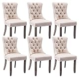 Virabit Tufted Dining Chairs Set of 6, Velvet Upholstered Dining Chairs with Nailhead Back and Ring