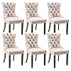 Virabit tufted dining chairs set of 6 velvet upholstered dining chairs with nailhead back and ring pull trim solid wood dining chairs for kitchenbedroomdining room beige  urban country home decor