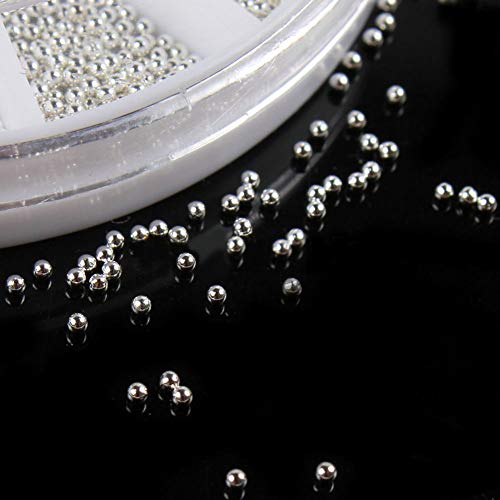 Grey990 1 roda de miçangas de arte em unhas prateadas e douradas mini bolas para decoração de manicu