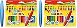 KEYROAD Wachsmalkreiden Wachsmalstifte/Twin Tips/Dreieckig - 12 Stück/Mischfarben/Komfortabel Handflächengriff Zeichenstift (Packung mit 2)