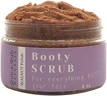 Rub-a-Dub Naturals Premium Walnut Body, Back & Booty Scrub – Exfoliating Butt Scrub for Acne, Cellulite, Stretch Marks, Ingrown Hair, Keratosis Pilaris – MADE IN USA (4 ounce - Full Size)